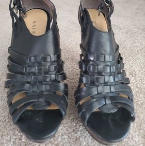 Nine West woven leather open toe bootie